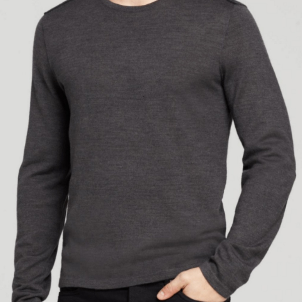 John Varvatos Star Luxe Crewnk Swtr w Leather Trim